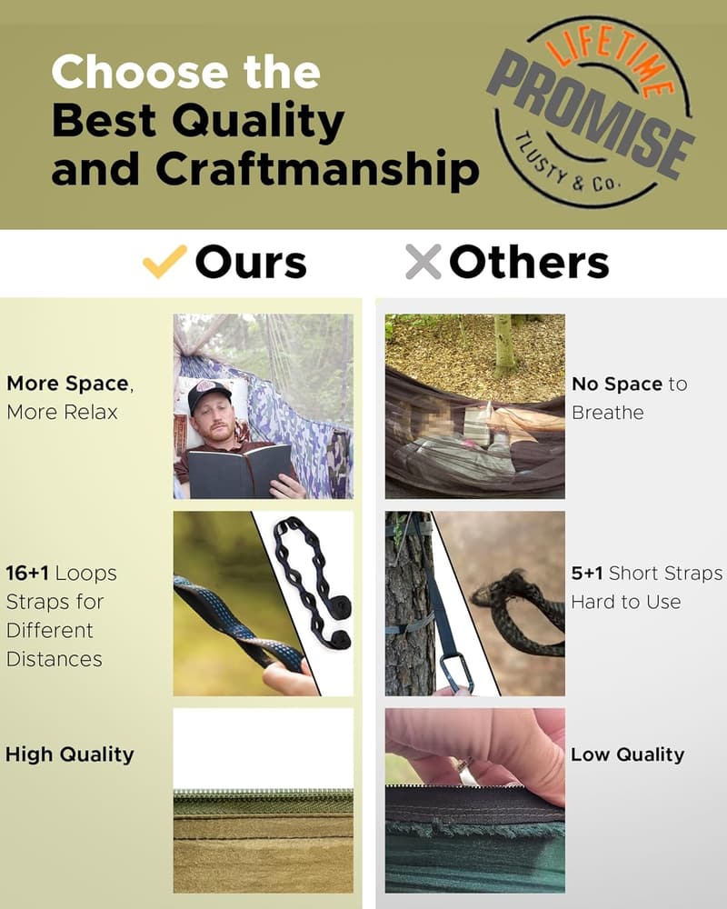 Portable Double Hammock with Net for Camping & Hiking