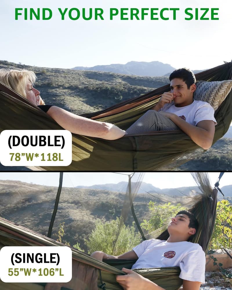 Portable Double Hammock with Net for Camping & Hiking