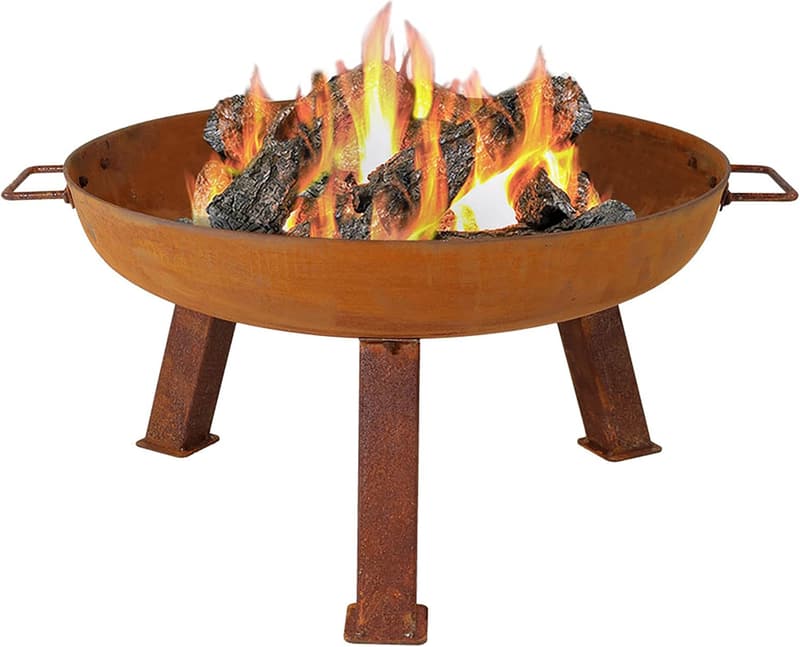 24-Inch Cast Iron Outdoor Fire Pit Bowl with Handles