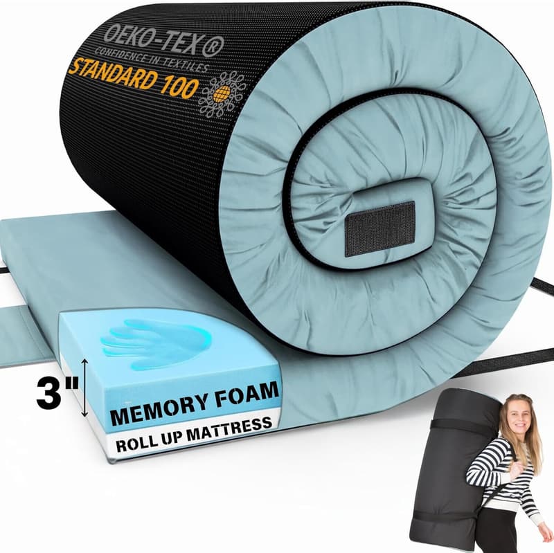 Portable Memory Foam Sleeping Pad for Camping and Guests