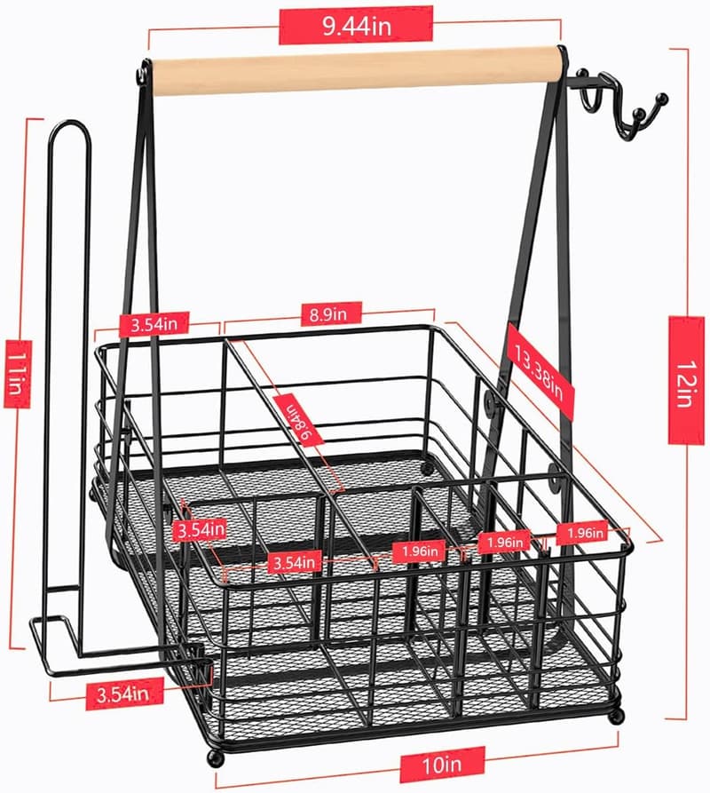 Outdoor BBQ Utensil Caddy with Hooks for Easy Carry