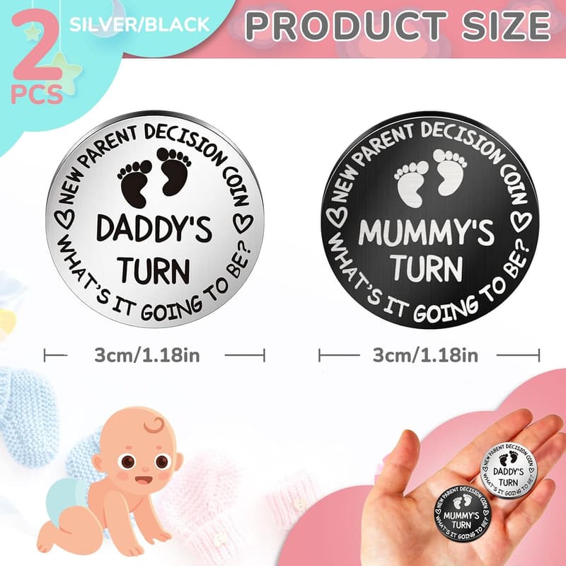 New Baby Decision Coin Set - Fun Gift for First-Time Parents