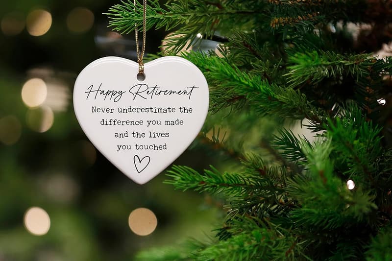 Happy Retirement Ornament Gift for Women, Keepsake Heart Decor