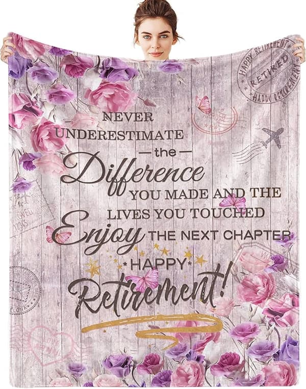 Happy Retirement Blanket for Women, Funny Throw 60