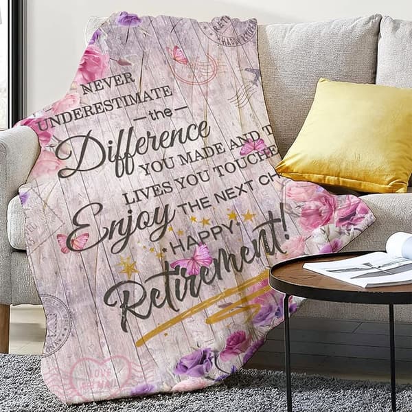 Happy Retirement Blanket for Women, Funny Throw 60