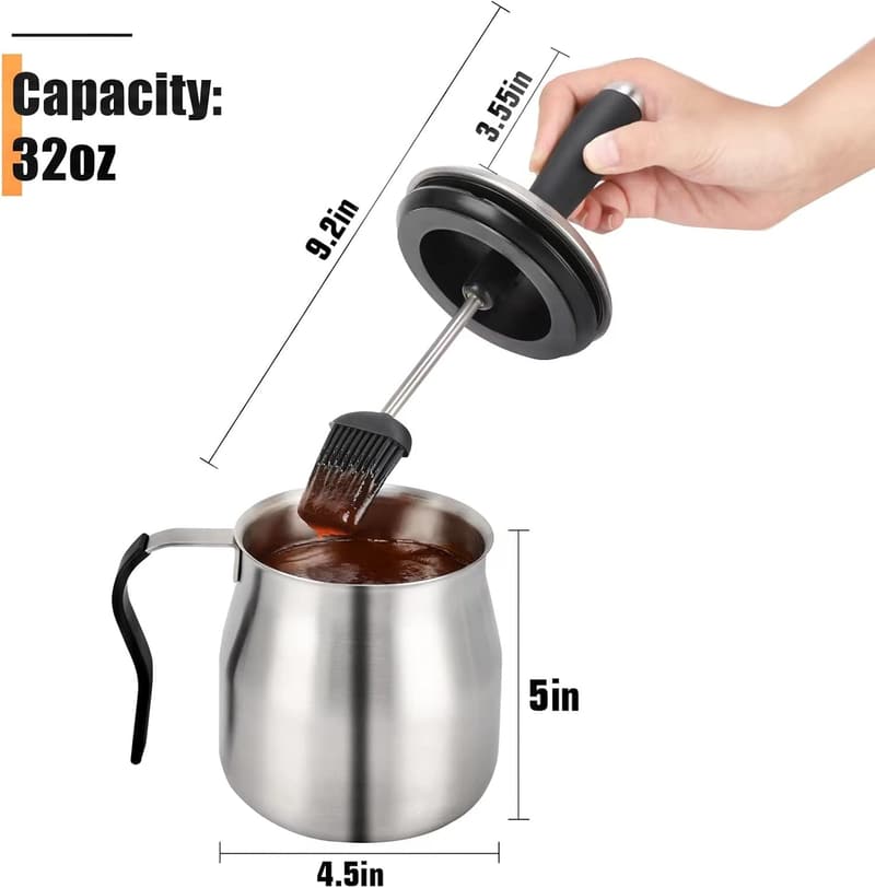 Fathers Day 32oz Stainless Steel Basting Pot & Brush Set