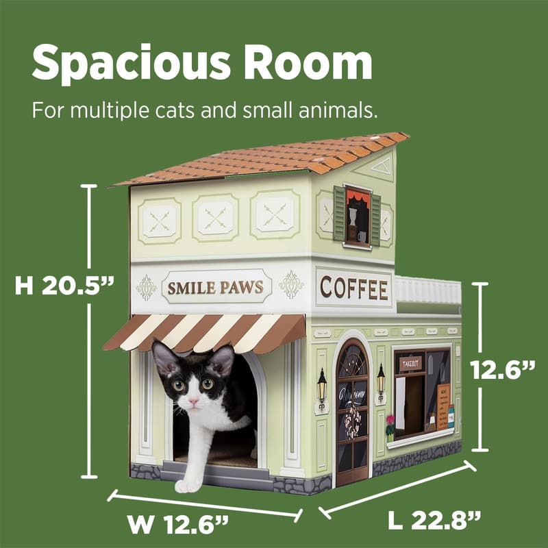 Large Cardboard Cat House with Scratchers for Indoor Cats