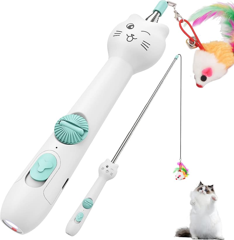 Rechargeable 2-in-1 Interactive Cat Toy with Feather