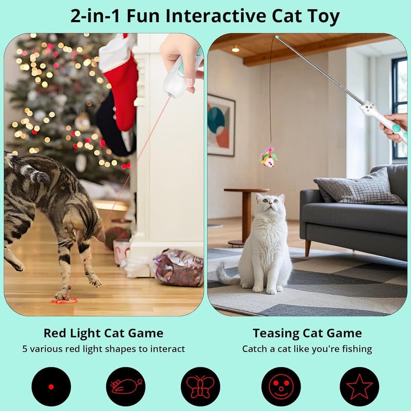 Rechargeable 2-in-1 Interactive Cat Toy with Feather