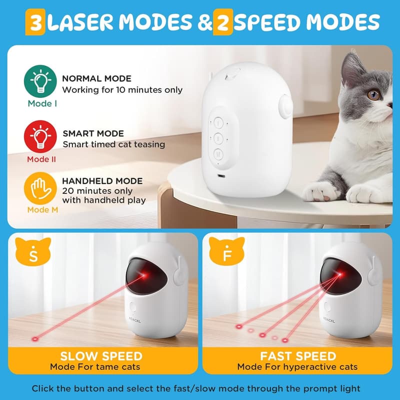 Automatic Rechargeable Cat Laser Pointer Toy for Indoor Play