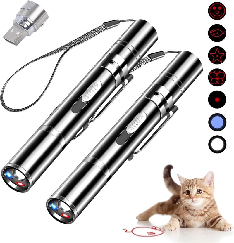 Rechargeable Cat Laser Pointer with 3 Modes and 5 Patterns