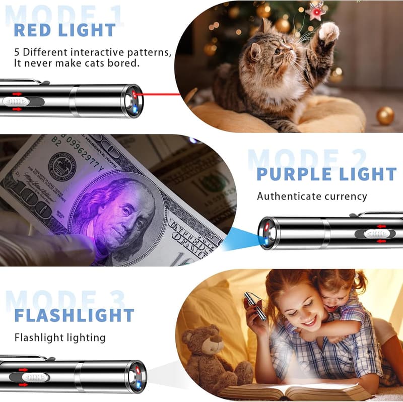 Rechargeable Cat Laser Pointer with 3 Modes and 5 Patterns