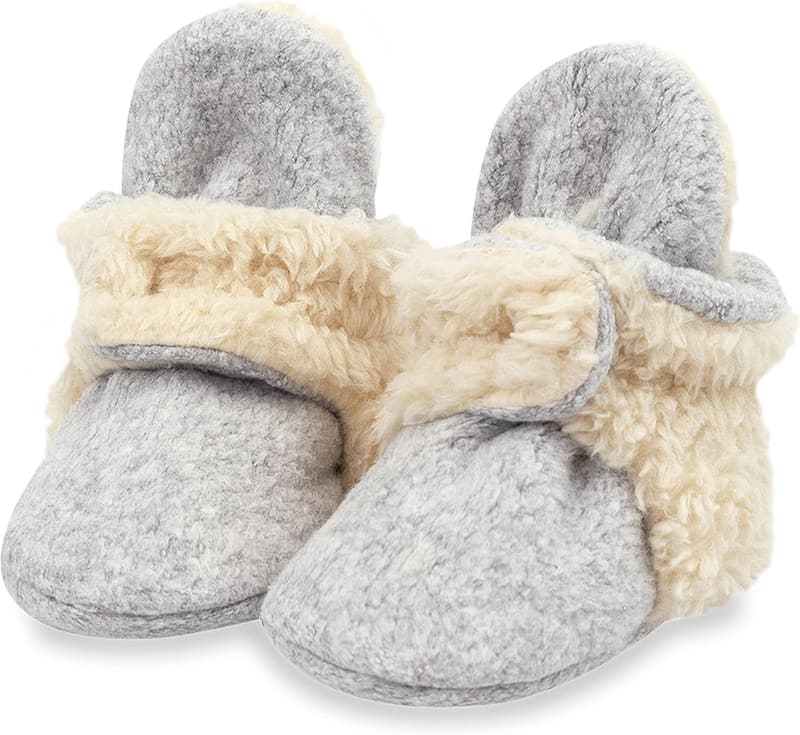 Unisex Fleece Baby Booties with Snap Closure, Newborn to 24 Months