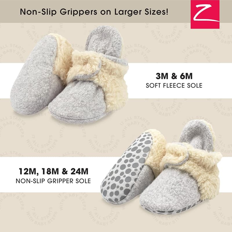 Unisex Fleece Baby Booties with Snap Closure, Newborn to 24 Months