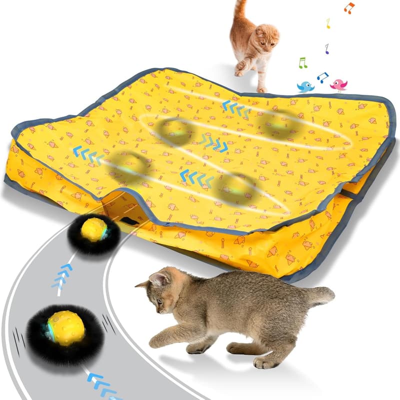 Motion Activated Electric Cat Ball Toy with Chirp and Light