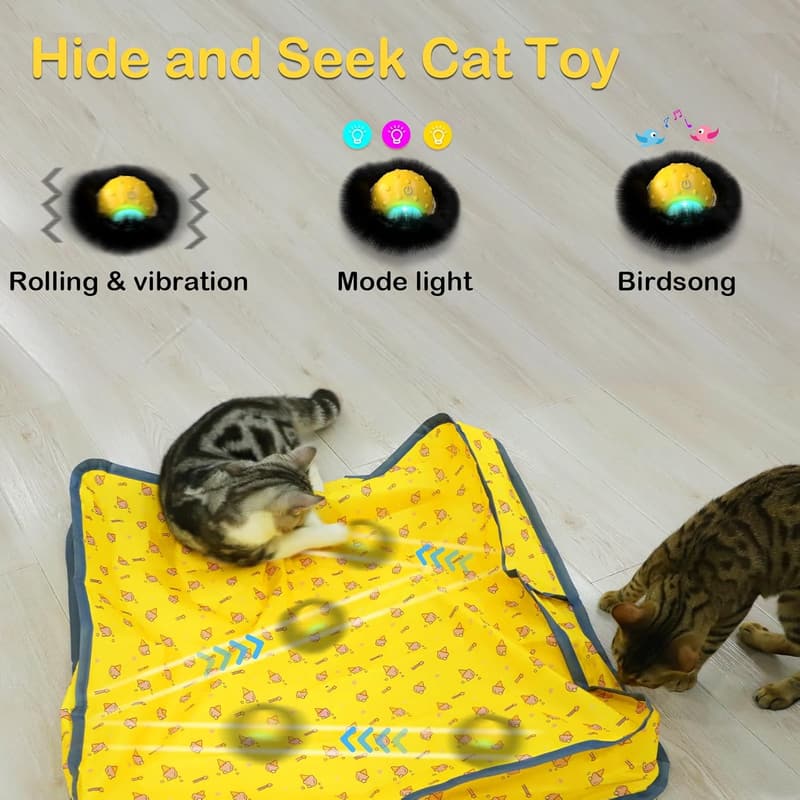 Motion Activated Electric Cat Ball Toy with Chirp and Light