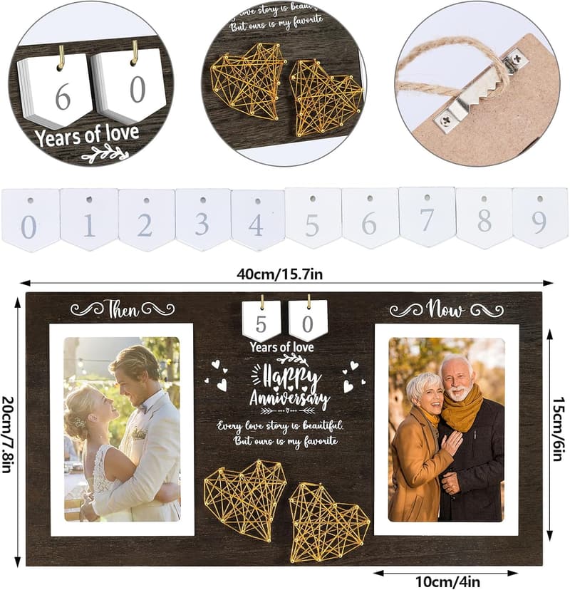 Anniversary Picture Frame for Couples | Holds 2x 4x6 Photos