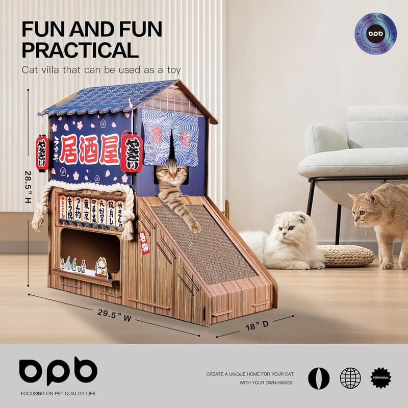 Indoor Cat House with Scratchers - Double Cat Bed (29.5