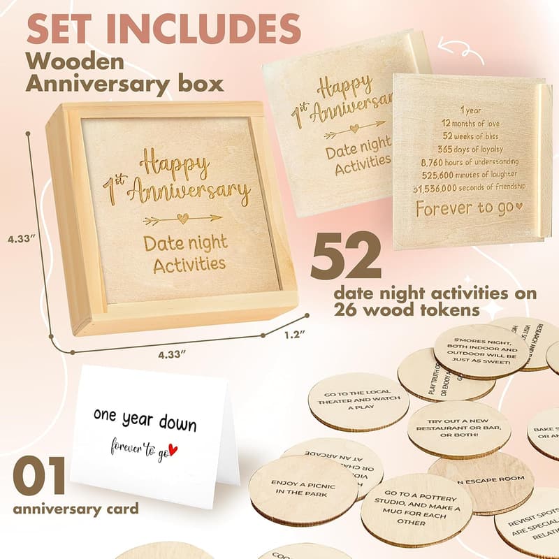 1st Anniversary Wooden Gifts for Couples