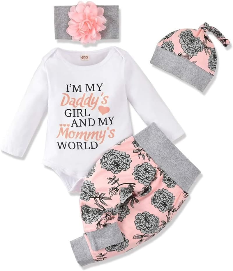 Newborn Baby Girl Winter Romper and Pants Outfit