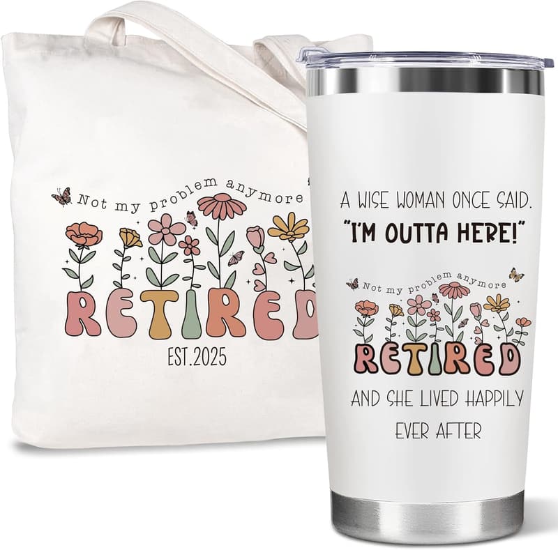 Funny Retirement Coffee Tumbler & Tote Bag Set for Women