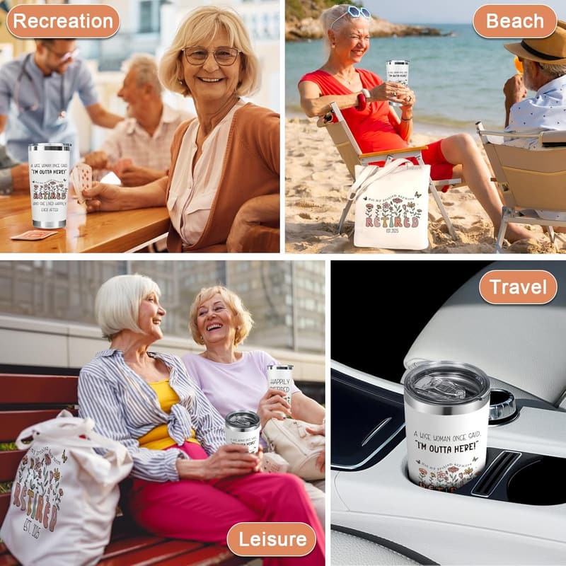 Funny Retirement Coffee Tumbler & Tote Bag Set for Women