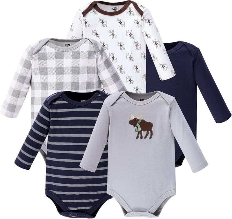 Baby Boys Cotton Long-Sleeve Bodysuits 5-Pack