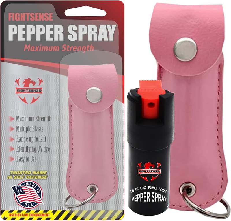 Self Defense Pepper Spray - 1/2 oz Police Grade with Keychain Pouch
