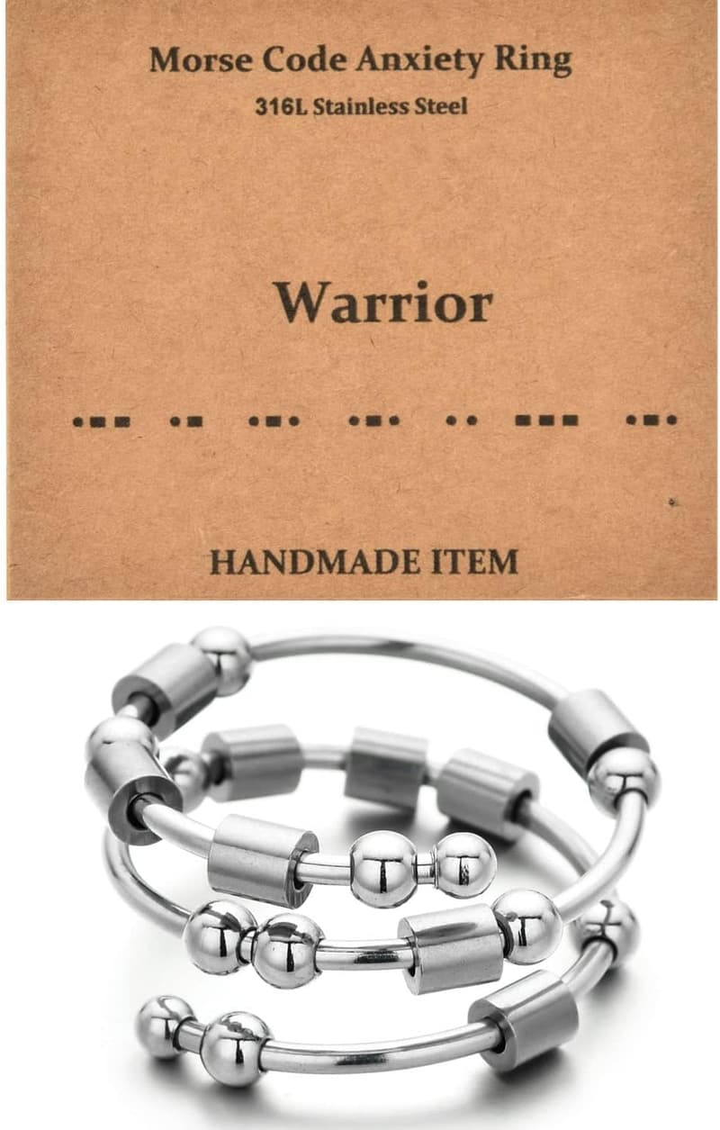 Inspirational Morse Code Spinner Ring for Women