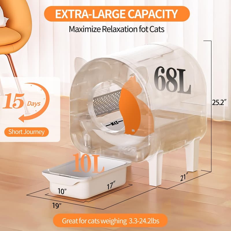 Automatic Self-Cleaning Cat Litter Box with App Control