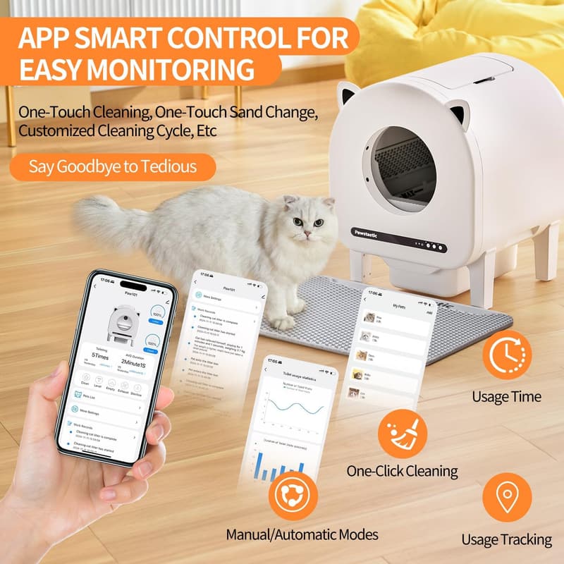 Automatic Self-Cleaning Cat Litter Box with App Control