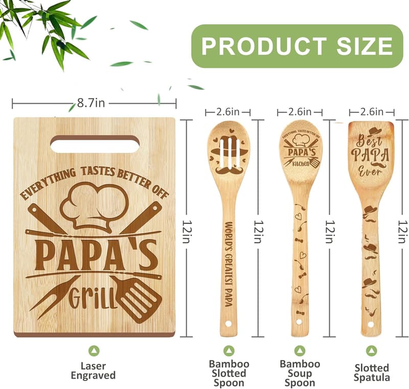 Great Grandparents Day Wooden Cutting Board Set with Utensils