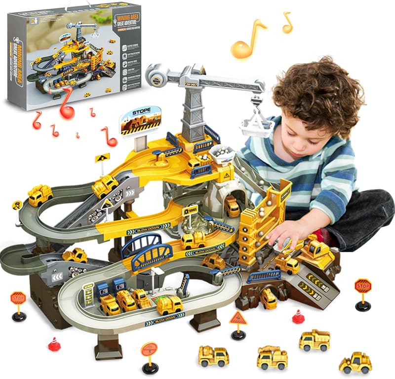 STEM Construction Race Track Set for Toddlers 3-6 Years