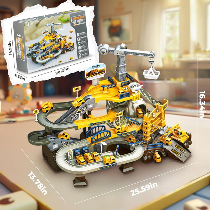 STEM Construction Race Track Set for Toddlers 3-6 Years