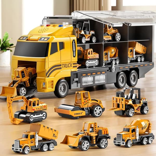 Construction Truck Toy Set for Toddlers with Play Mat - Birthday Gift