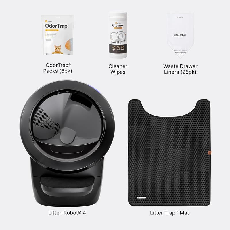 Litter-Robot 4 Automatic Cat Litter Box Bundle - Black