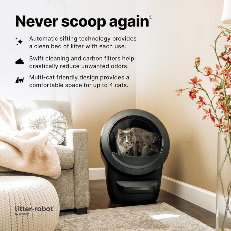 Litter-Robot 4 Automatic Cat Litter Box Bundle - Black