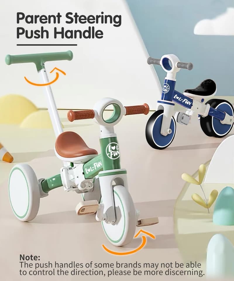 Toddler Tricycle with Parent Steering for Ages 1-3