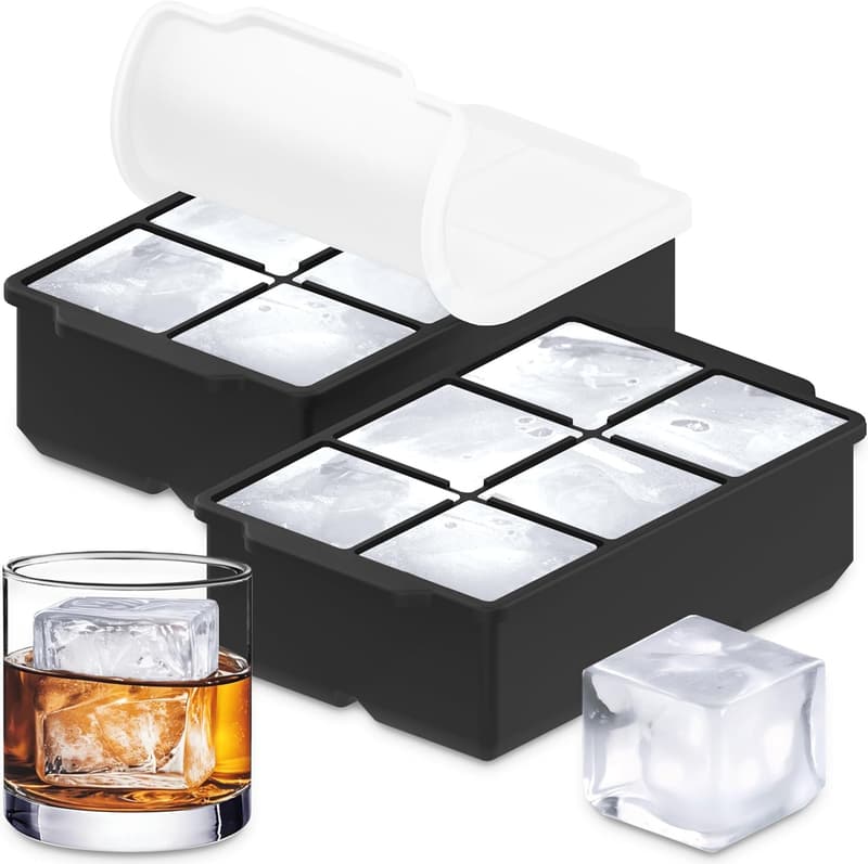 Large Silicone Ice Cube Tray Set - 2-Inch Molds, BPA Free
