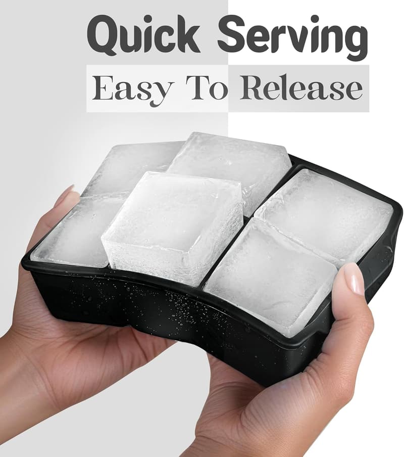 Large Silicone Ice Cube Tray Set - 2-Inch Molds, BPA Free