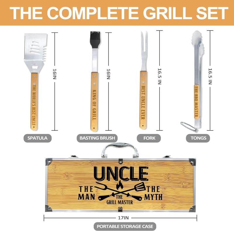 Father's Day Uncle Gift - Heavy Duty BBQ Grilling Tools Set