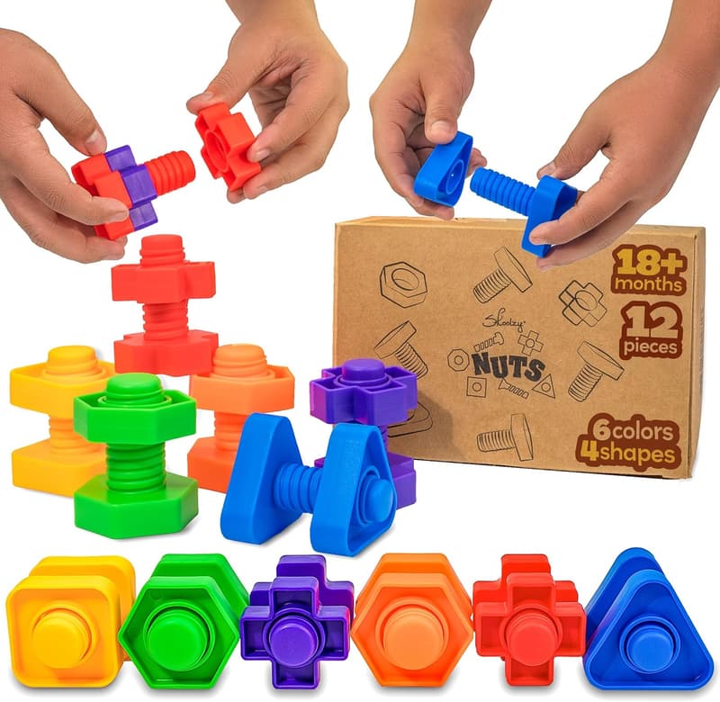 Montessori Jumbo Nuts and Bolts Set for Kids 18+ Months
