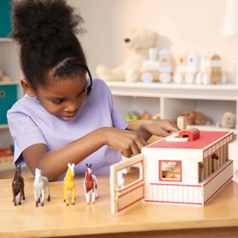 Take-Along Toy Horse Stable Play Set with 8 Horses