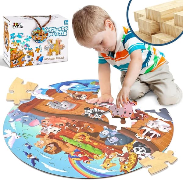 Noah's Ark Wooden Animal Puzzle for Ages 3-7, 51 Pieces