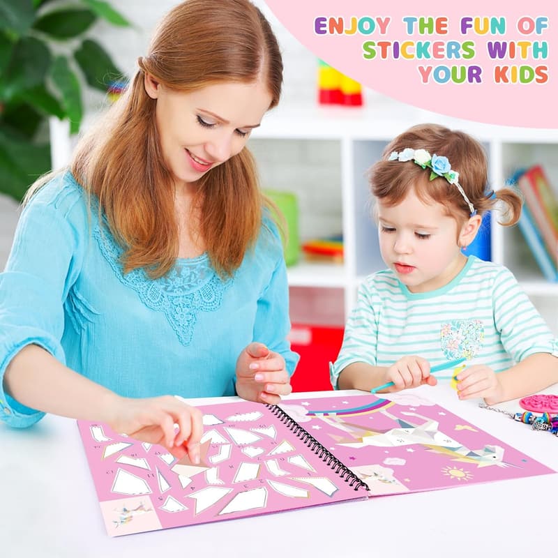 Unicorn & Mermaid Paint by Stickers Book Set for Kids
