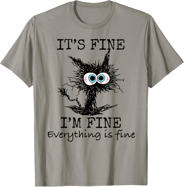 Funny Cat T-Shirt for Adults - Classic Fit, Grey