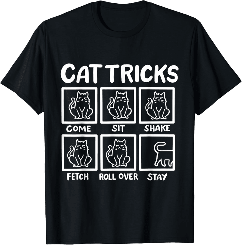 Cat Tricks T-Shirt for Adults & Kids - Black Cotton Blend