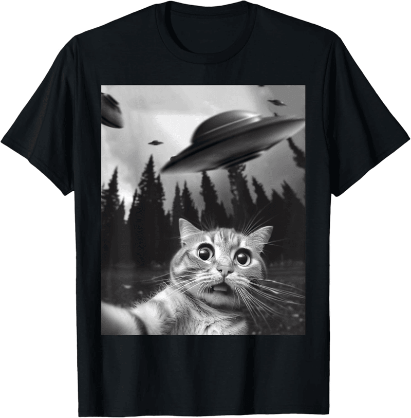 Funny Cat UFO Selfie T-Shirt for Cat Lovers