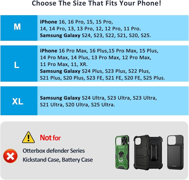 Belt Phone Holster with Metal Clip & Magnetic Closure - M-Blue