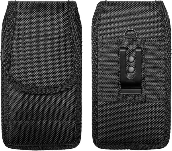 Vertical Canvas Cellphone Holster - Fits iPhone & Samsung, Black